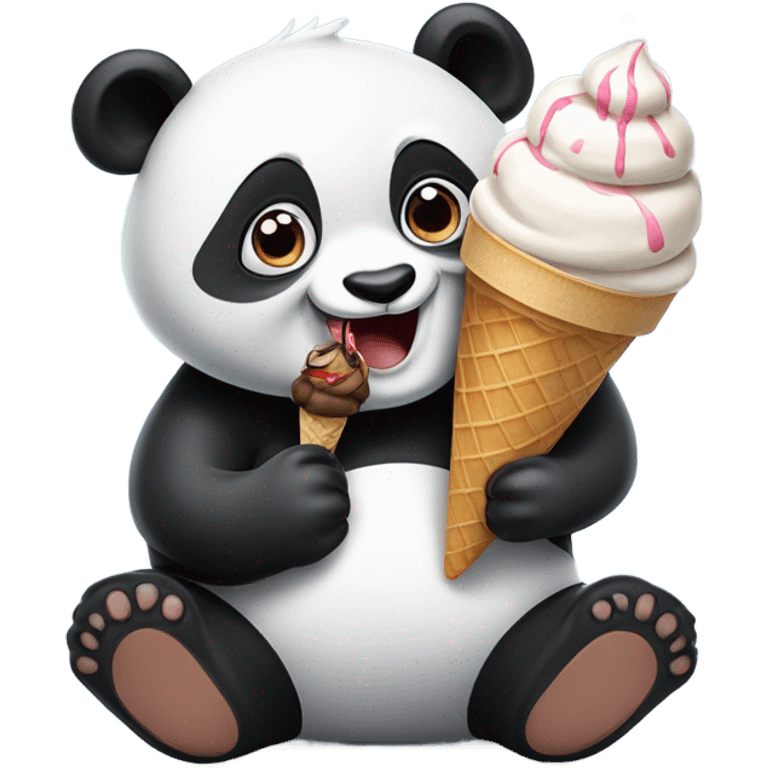 Panda eating ice cream emoji