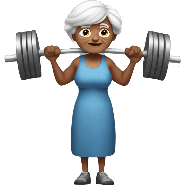 old woman lifting heavy weights with one arm emoji