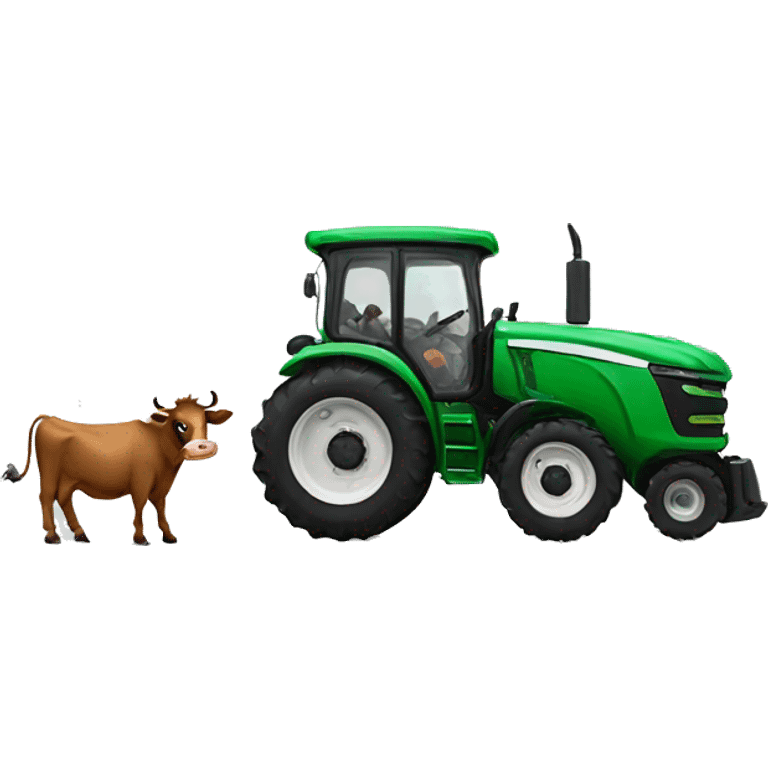 Tractor with a cow emoji