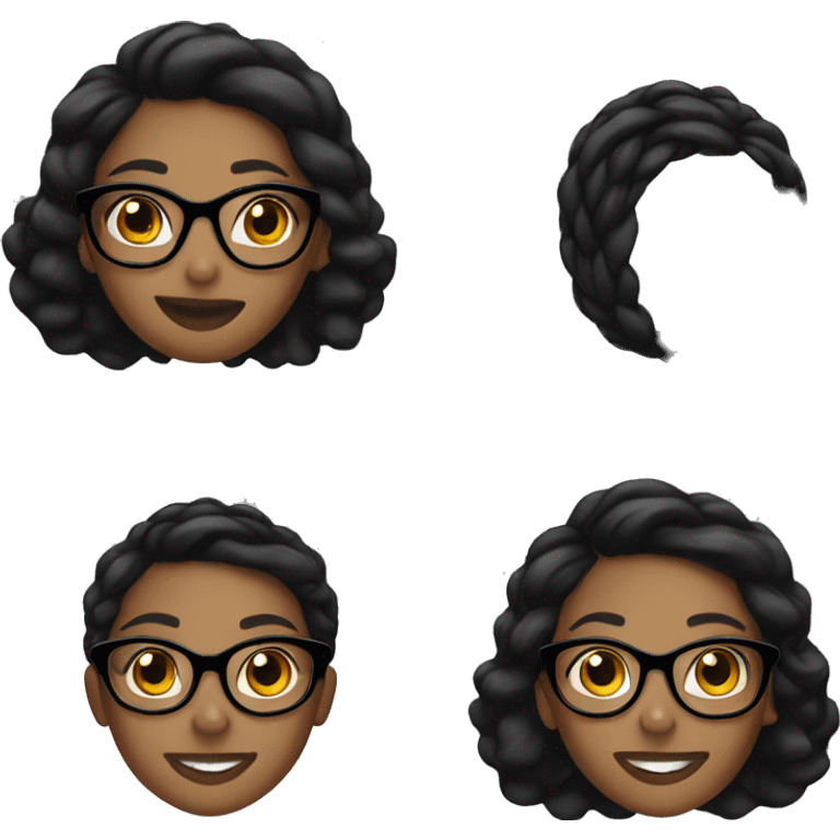 black girl, short twisted black hair, glasses, smile emoji