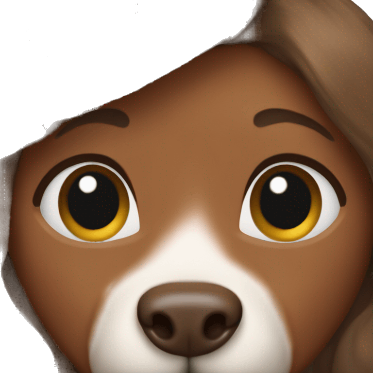 Brown haired woman with trimerle long haired dachshund emoji