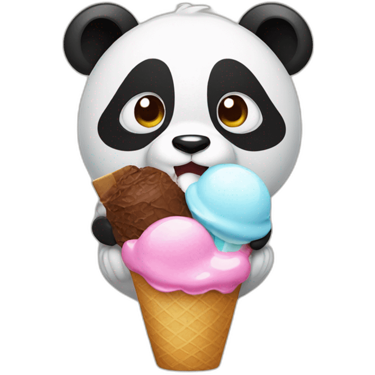 Panda eating ice cream emoji