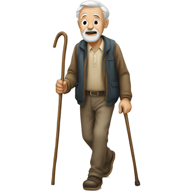 Old man walking with help of walking stick  emoji