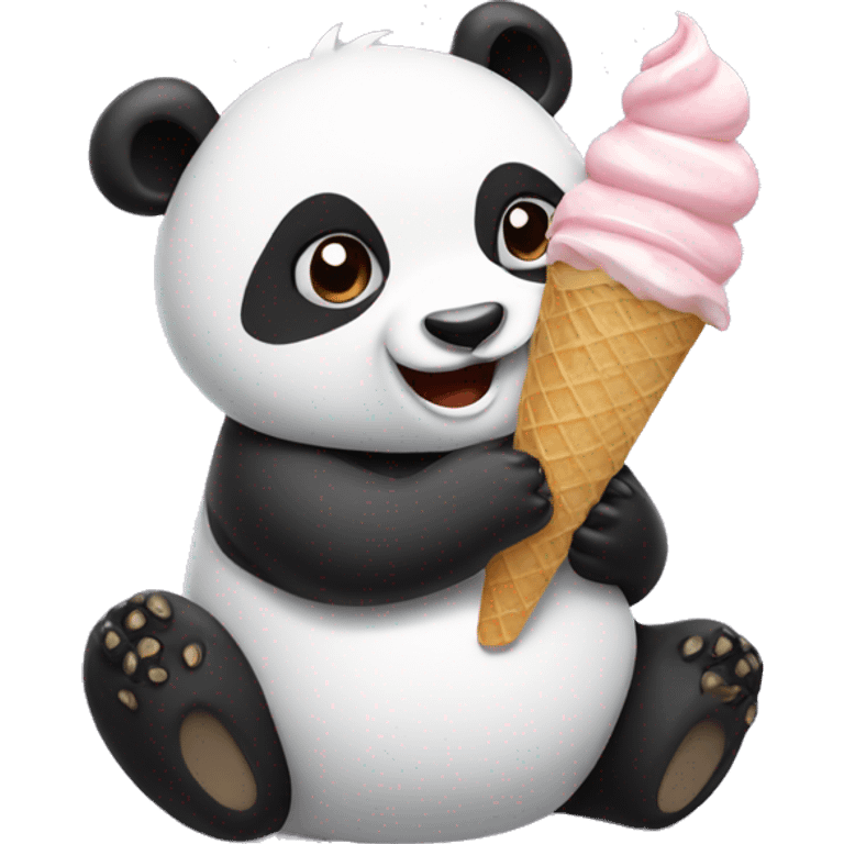 Panda eating ice cream emoji