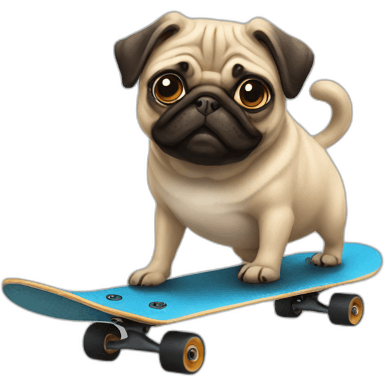 pug riding a skateboard emoji