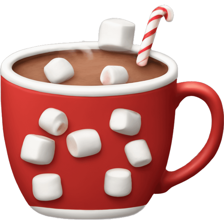 christmas red mug of hot chocolate with marshmallows  emoji