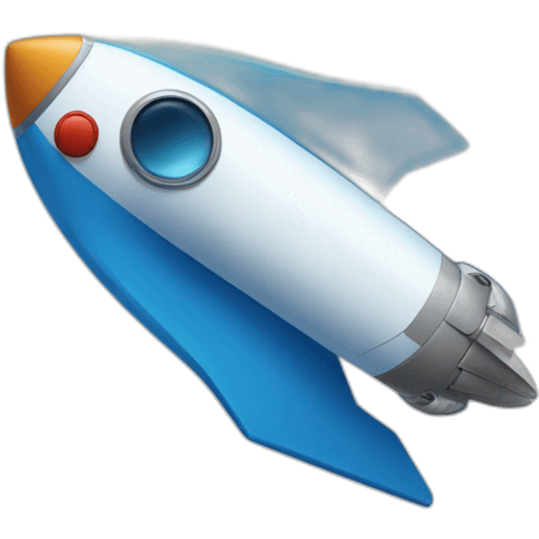 the blue rocket is flying to the right emoji