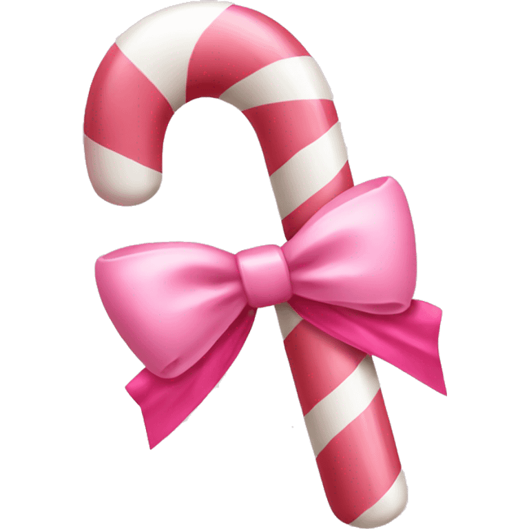 Very light pink candy cane with pink bow emoji