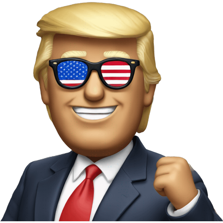 Trump with sunglasses and an American Flag in the back  emoji