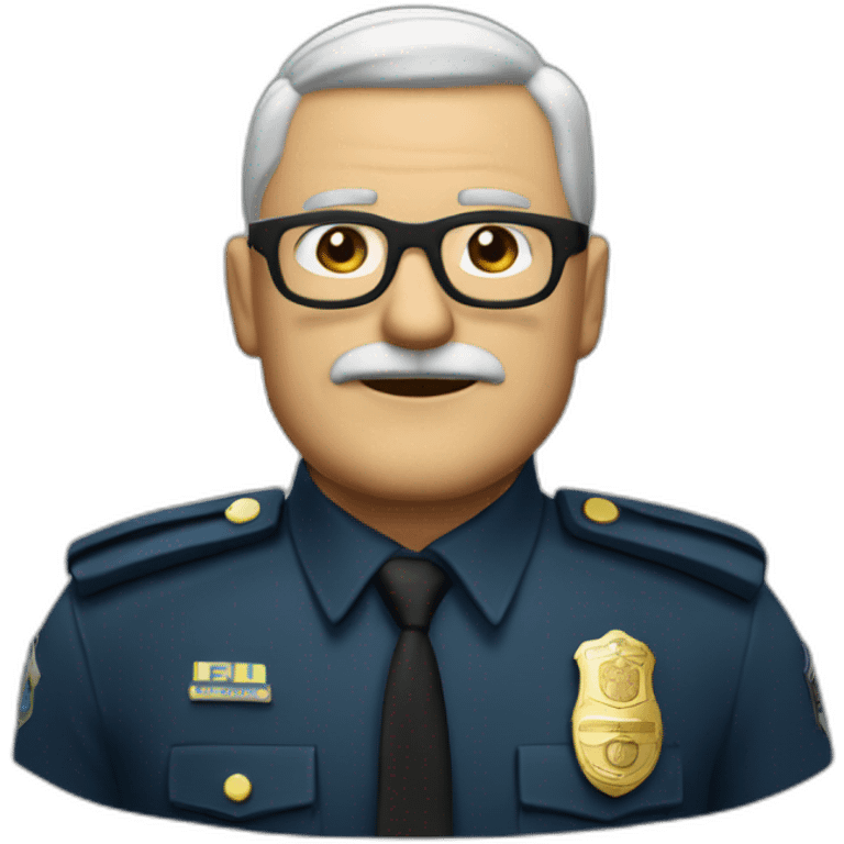 policía español de 61 años, calvo con gafas verdes emoji