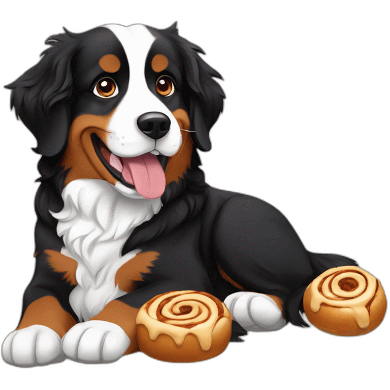 Bernese Mountain Dog eating cinnamon buns emoji