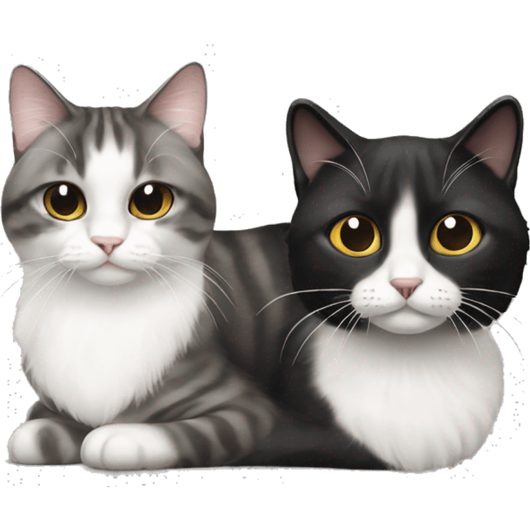 black ragdoll cat with a gray and white tabby cat emoji