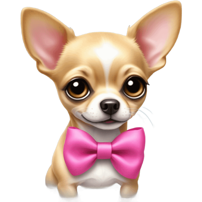 Baby Chihuahua with a pink bow  emoji