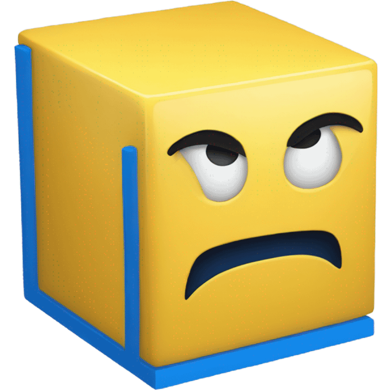 Yellow cube with a blue line mouth emoji