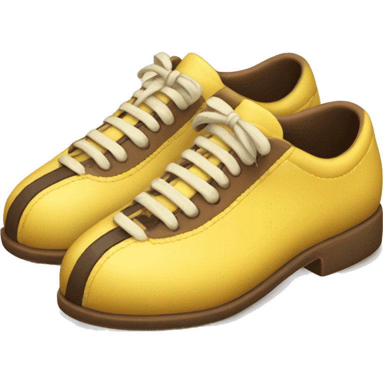 soft yellow bowling shoe with a brown stripe emoji