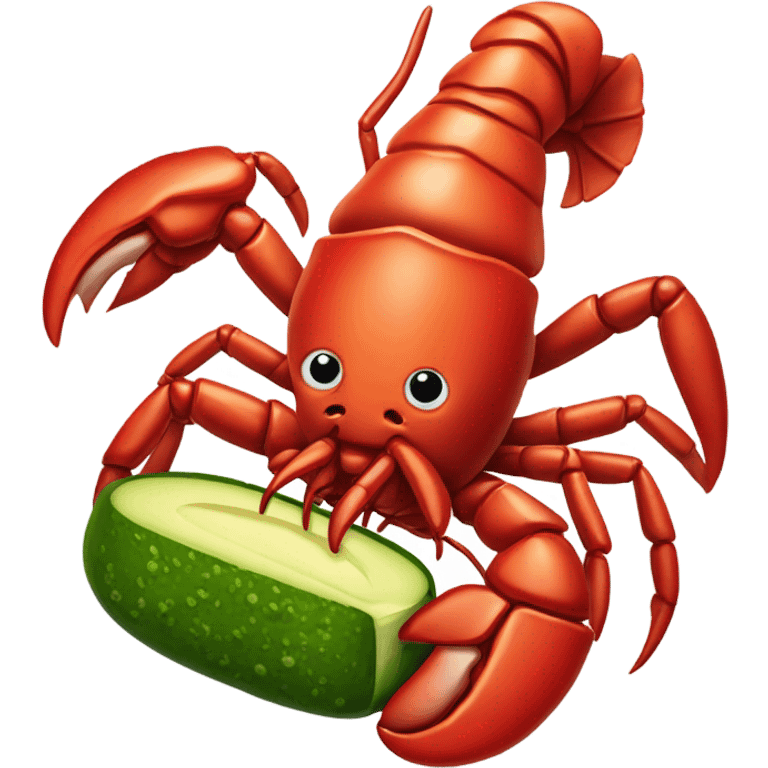 Lobster eating a pickle emoji