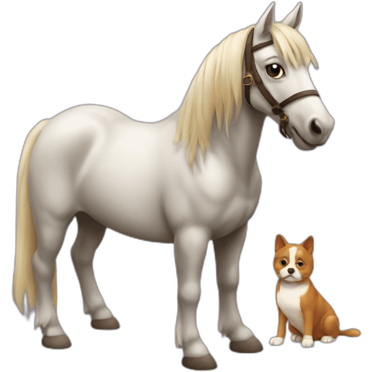 Cheval avec chat et chien emoji