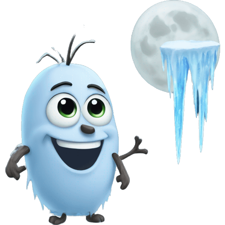 Frozen moon with icicles  emoji