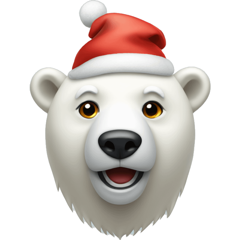 polar bear with christmas hat emoji