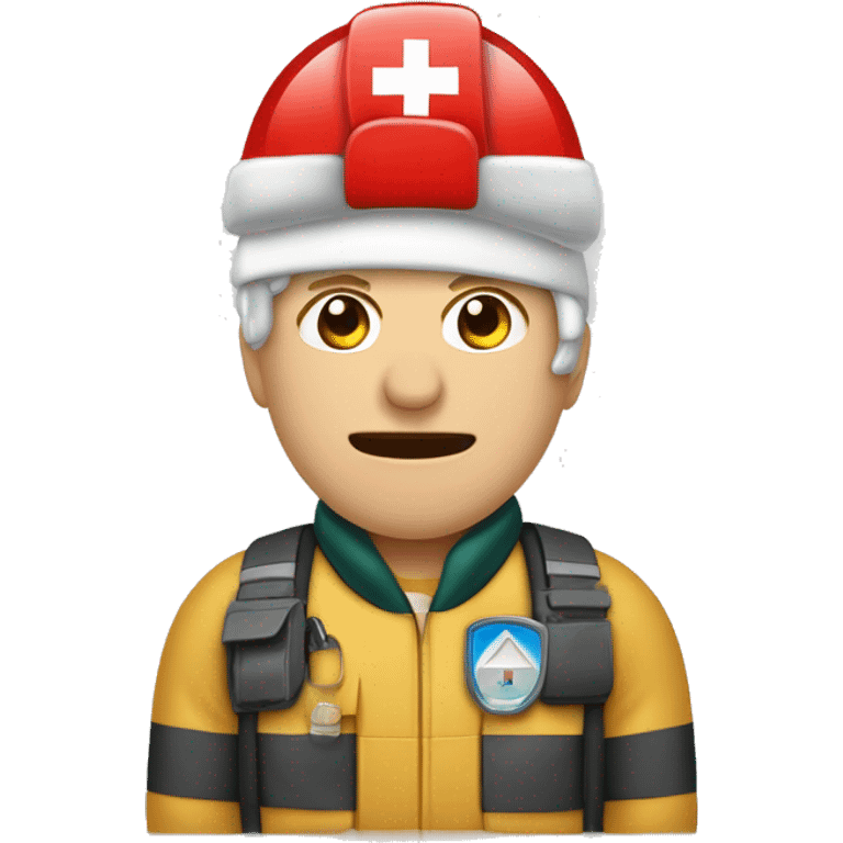 Técnico en emergencias sanitarias con disfraz navideño emoji