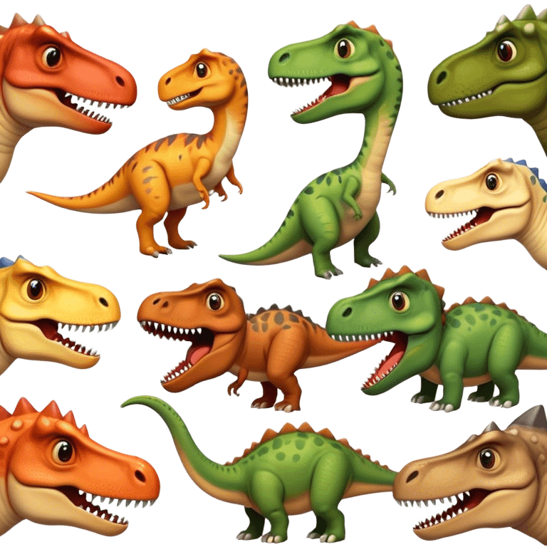 faces of different dinosaurs  emoji