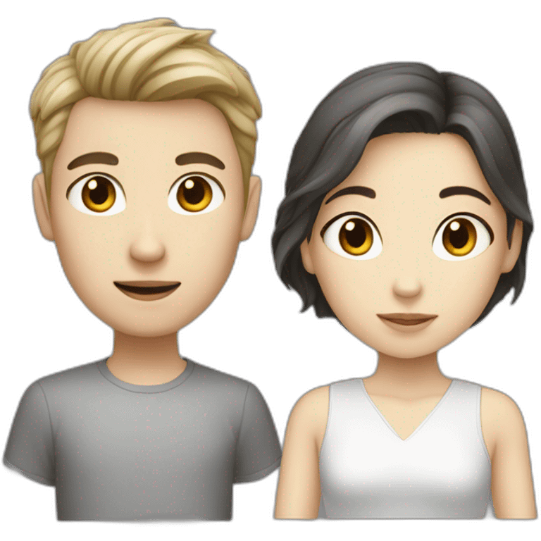 White brunette boy with gray cachinese girl emoji