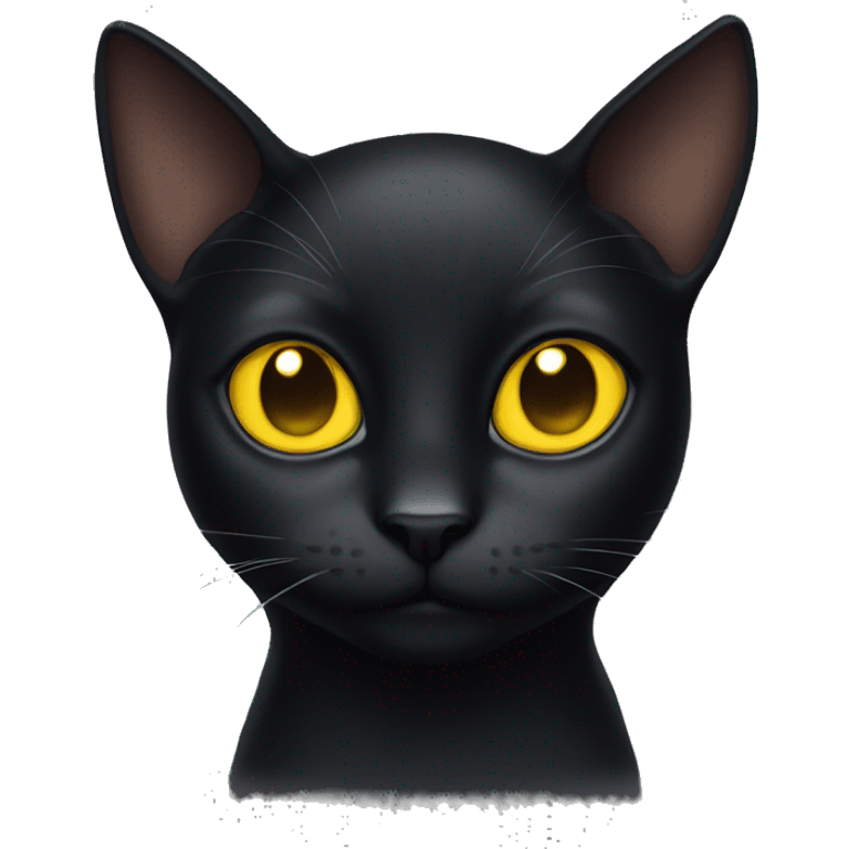 black cat with yellow eyes and ears down emoji