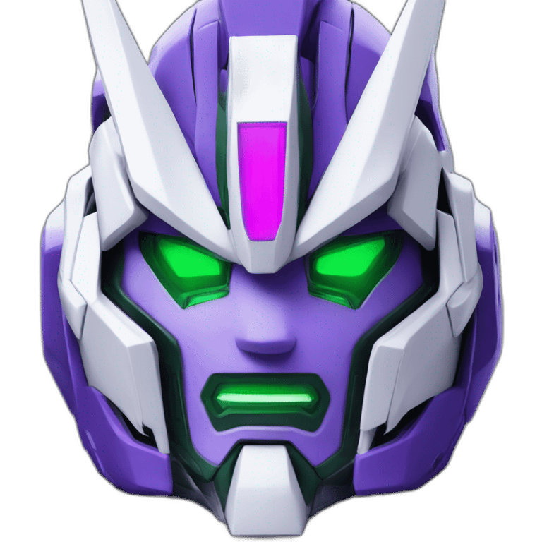 purple and green freedom gundam mecha face emoji