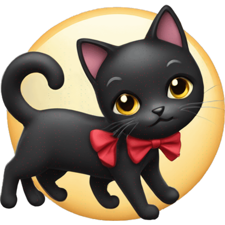 black cat with bow emoji