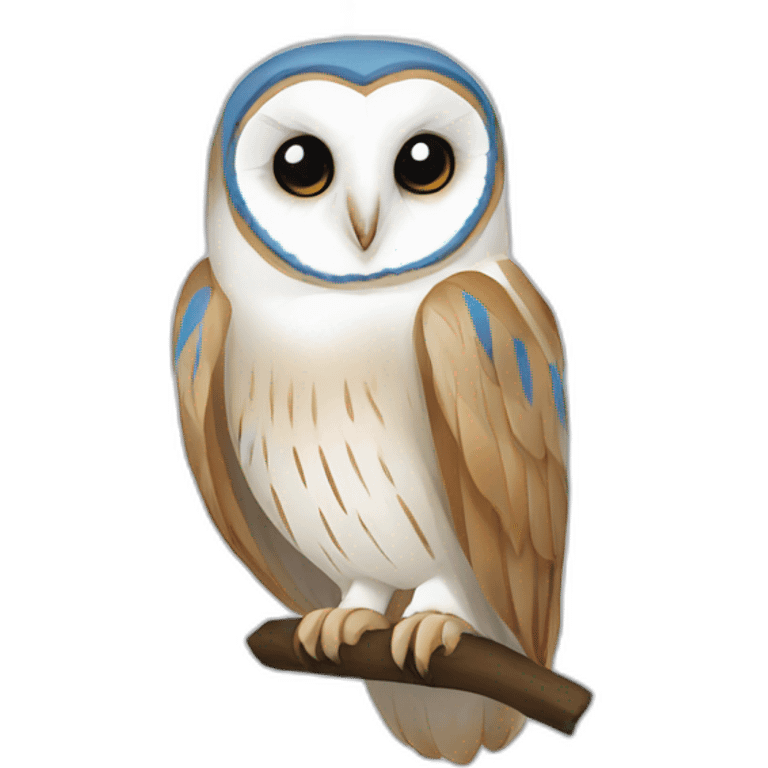 Barn Owl with blue and white stripes emoji