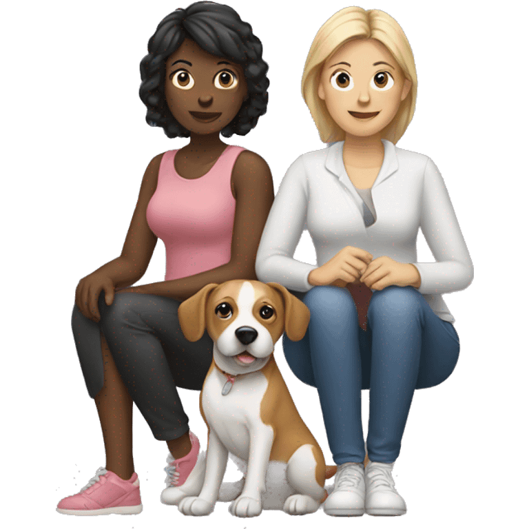 two women with a dog emoji