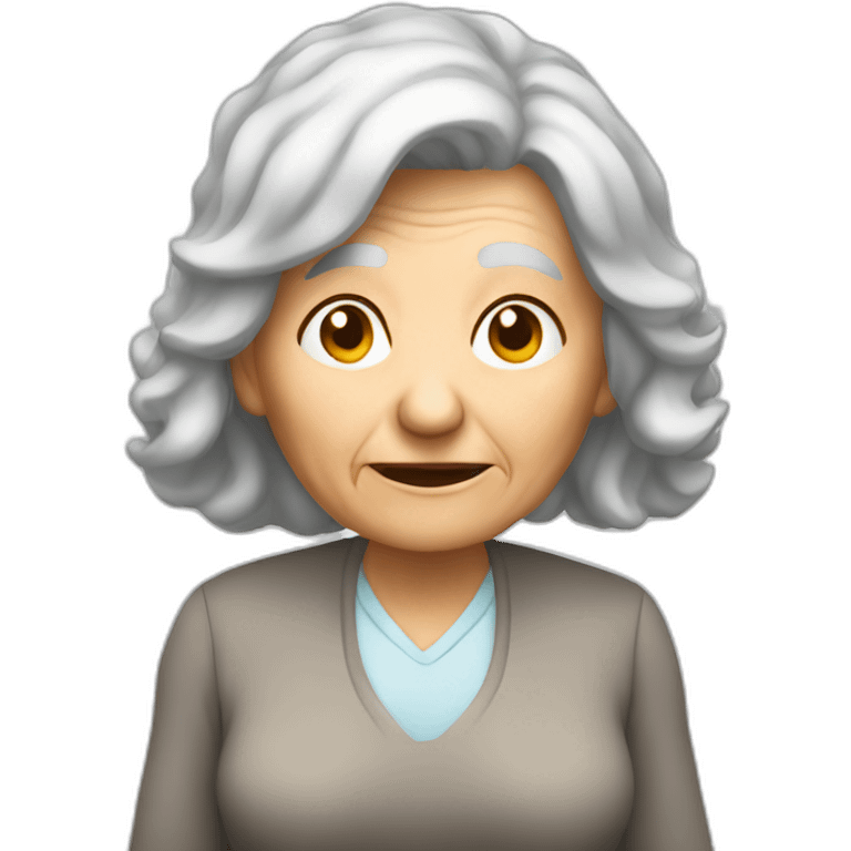 old woman in cell phone emoji