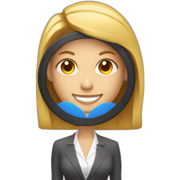 Business woman holding a gong drum emoji