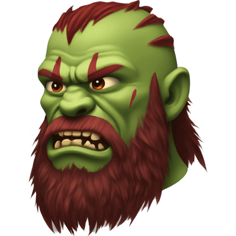 Berserker orc with red beard & red mohican emoji