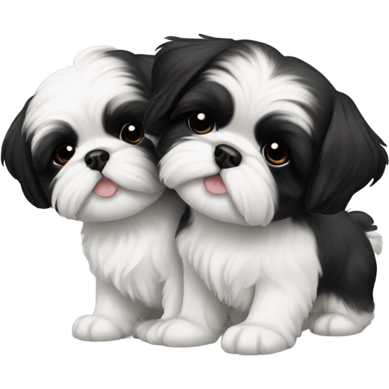 Two black and white shitz tzu puppies  emoji