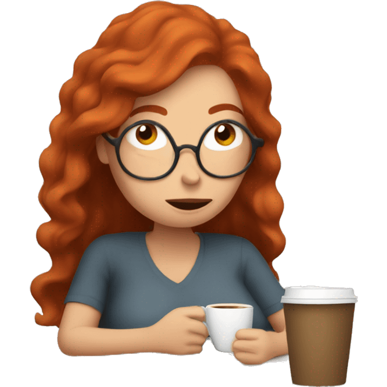 Tired red hair mom with coffee  emoji