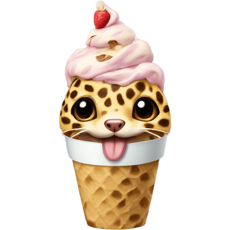 leopard gecko in an ice cream cup emoji