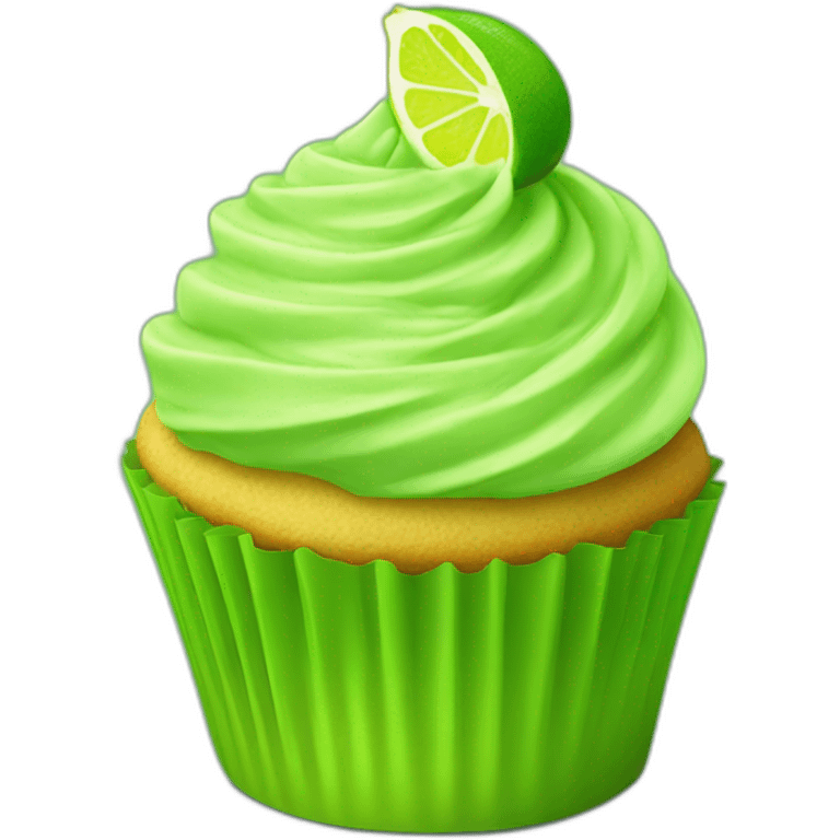 Happy lime green cupcake emoji