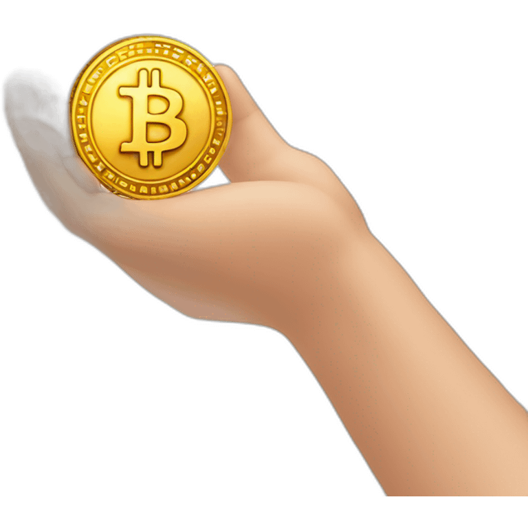 bitcoin coin in hand emoji