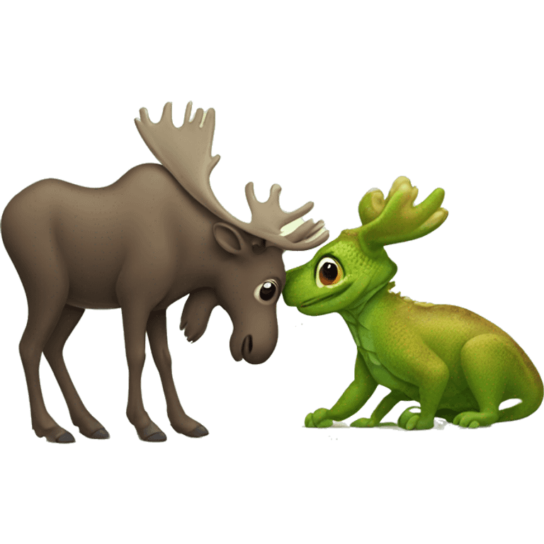 moose and lizard hugging emoji