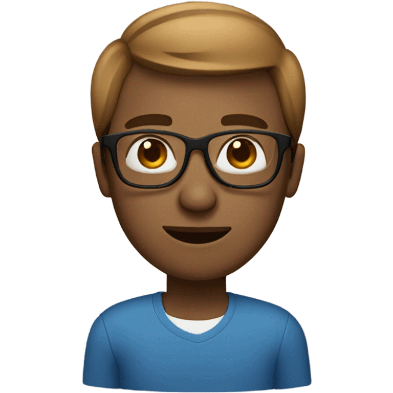  Guy with blue eyes square glasses and straight light brown  and laptop  emoji