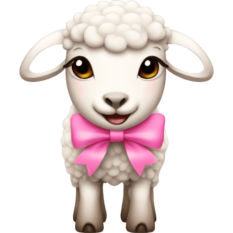 lamb wearing pink bow emoji