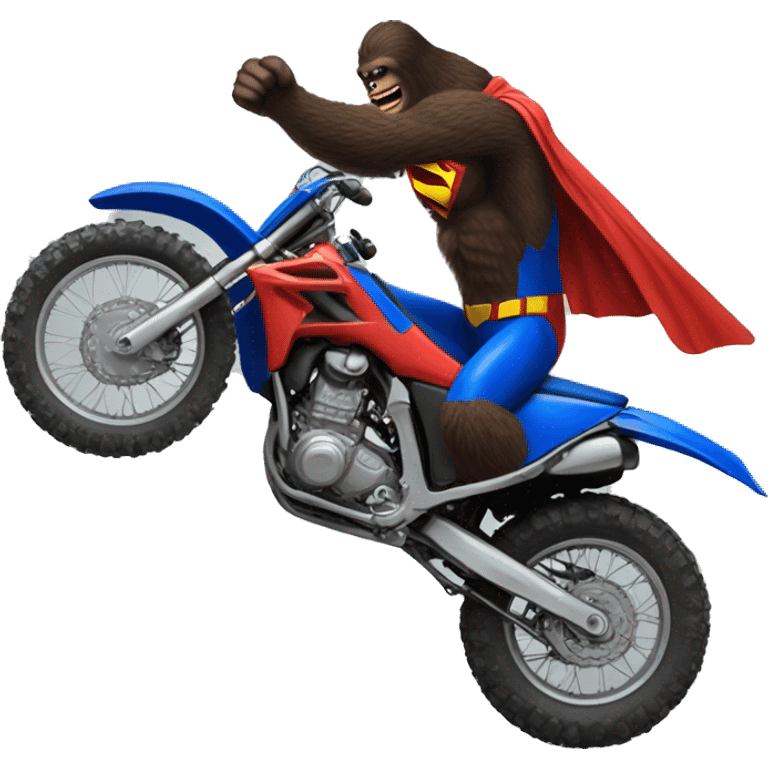 Big foot doing a Superman trick on a dirtbike  emoji