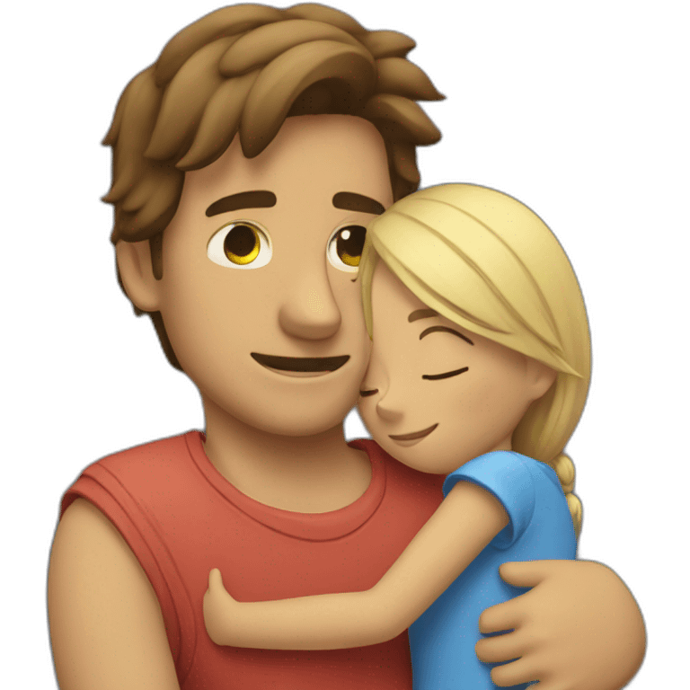 A guy hugging a girl emoji