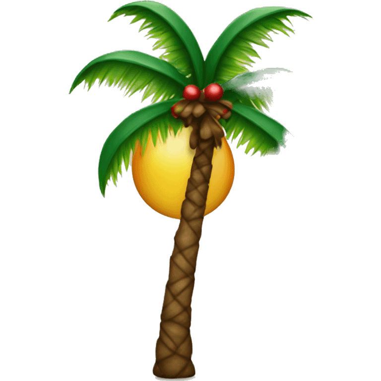 Palm tree decorated as christmas emoji