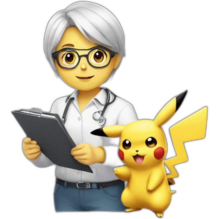 pikachu therapist with glasses and clipboard emoji