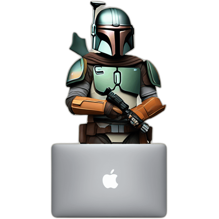 Mandalorian with macbook emoji