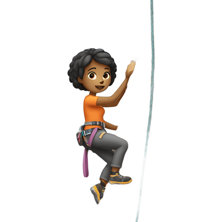 A girl with short hair rock climbing ￼ emoji