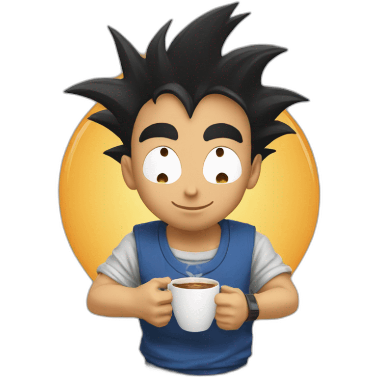 san goku drinks coffee emoji