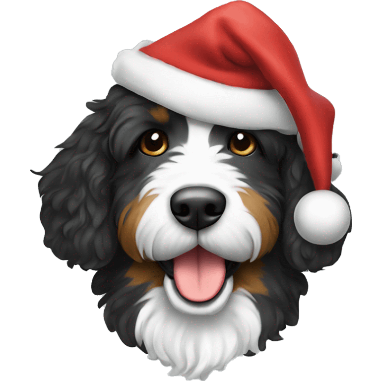 Bernedoodle with Santa hat emoji